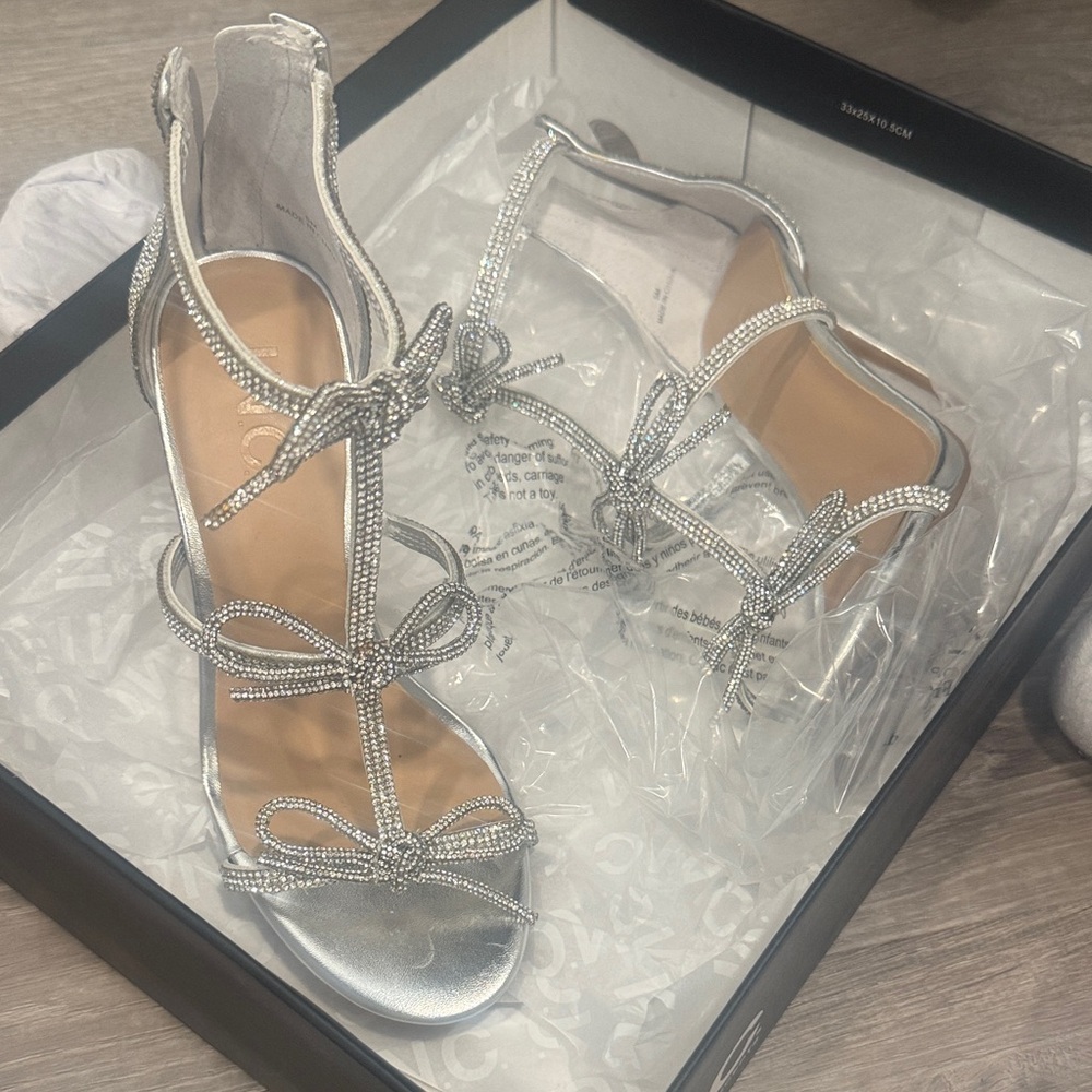 Silver Bling Bow Heels